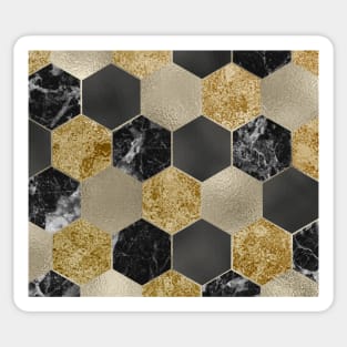 Black Gatsby carat and marble hexagons Sticker